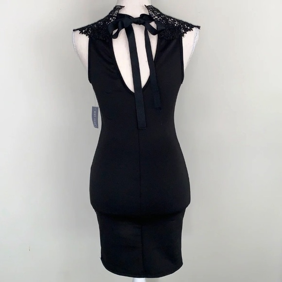 NWT Black Lace Body Con Mini Dress - Picture 3 of 7
